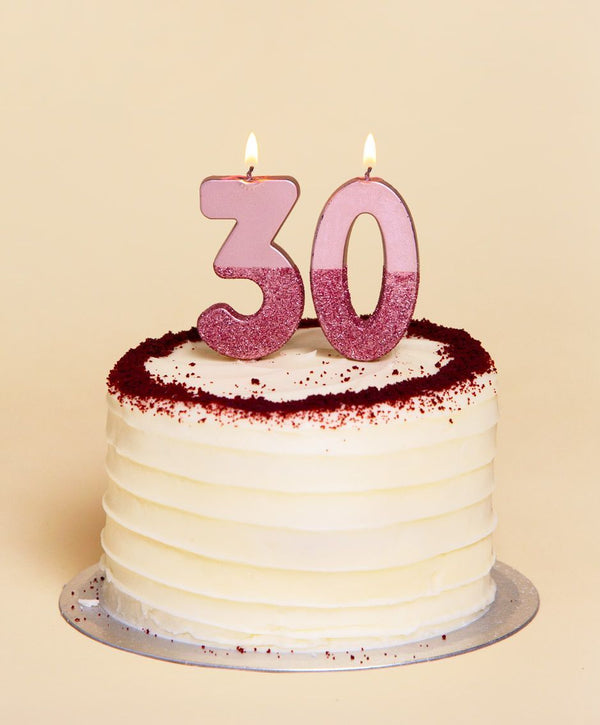 We Heart Birthdays Rose Gold Glitter Number Candle 6