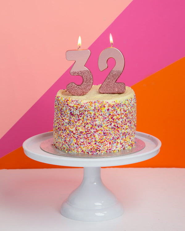We Heart Birthdays Rose Gold Glitter Number Candle 3