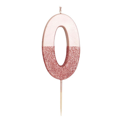 Image - We Heart Birthdays Rose Gold Glitter Number Candle 0