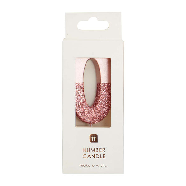 We Heart Birthdays Rose Gold Glitter Number Candle 0