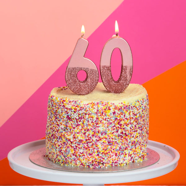 We Heart Birthdays Rose Gold Glitter Number Candle 6