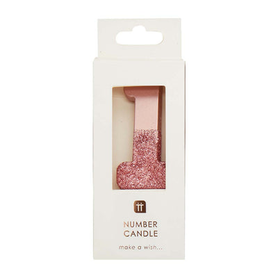 Image - We Heart Birthdays Rose Gold Glitter Number Candle 1