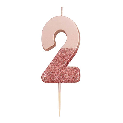 Image - We Heart Birthdays Rose Gold Glitter Number Candle 2