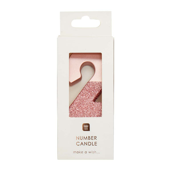 We Heart Birthdays Rose Gold Glitter Number Candle 2