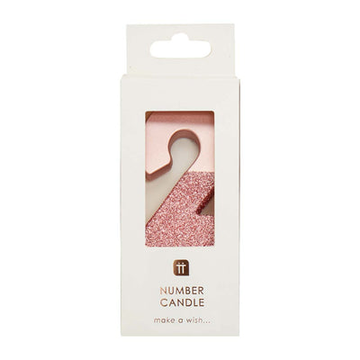 Image - We Heart Birthdays Rose Gold Glitter Number Candle 2