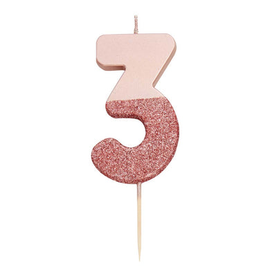 Image - We Heart Birthdays Rose Gold Glitter Number Candle 3