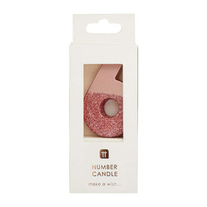We Heart Birthdays Rose Gold Glitter Number Candle 6