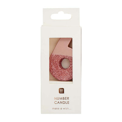 Image - We Heart Birthdays Rose Gold Glitter Number Candle 6