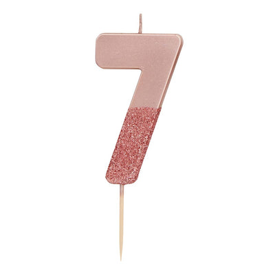 Image - We Heart Birthdays Rose Gold Glitter Number Candle 7