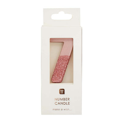 We Heart Birthdays Rose Gold Glitter Number Candle 7