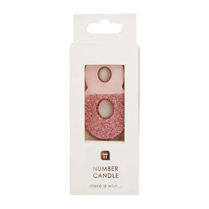 We Heart Birthdays Rose Gold Glitter Number Candle 8