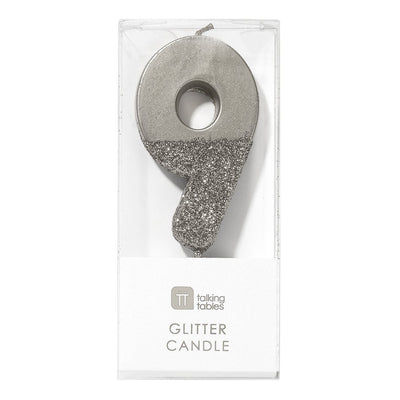 Image - We Heart Birthdays Glitter number Candles 9, Silver