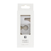 We Heart Birthdays Glitter Number Candle 5, Silver