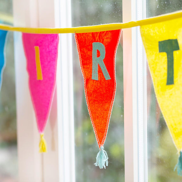 We Heart Birthdays Rainbow Happy Birthday Fabric Bunting, 10ft