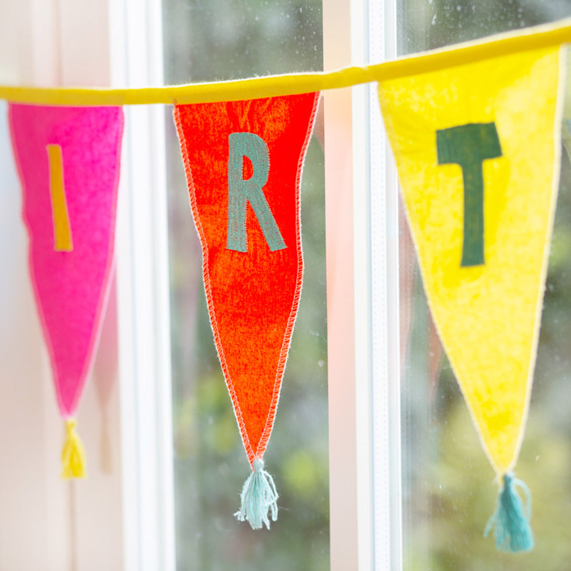 We Heart Birthdays Rainbow 'Happy Birthday' Fabric Bunting - 10ft