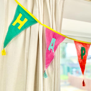 We Heart Birthdays Rainbow 'Happy Birthday' Fabric Bunting - 10ft