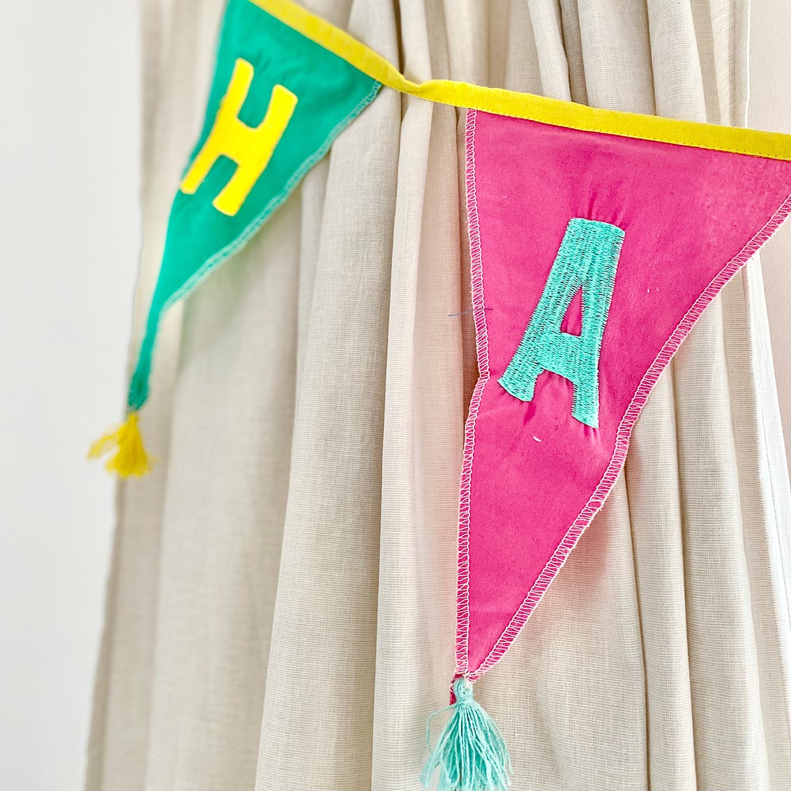 We Heart Birthdays Rainbow 'Happy Birthday' Fabric Bunting - 10ft