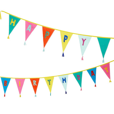 Image - We Heart Birthdays Rainbow Happy Birthday Fabric Bunting, 10ft
