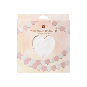 Blossom Girls Pink Paper Heart Garland - 10ft, 3 Pack