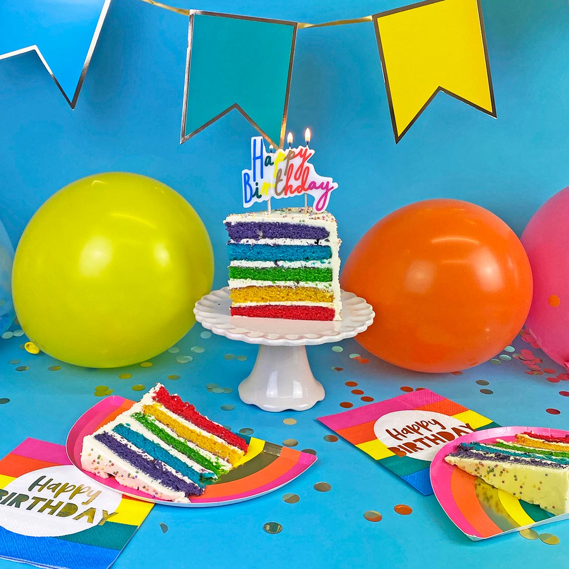 Birthday Brights Rainbow Happy Birthday Napkins