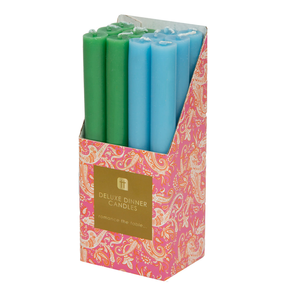 Green and Blue Tall Wax Candles - POS Unit