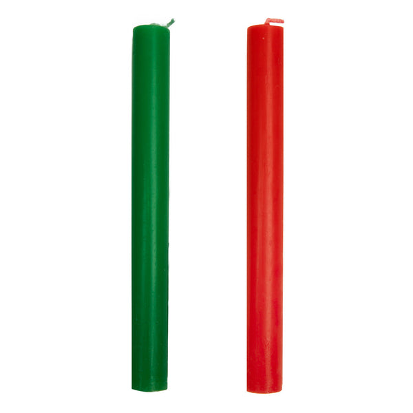 Red and Green Tall Wax Candles - POS Unit
