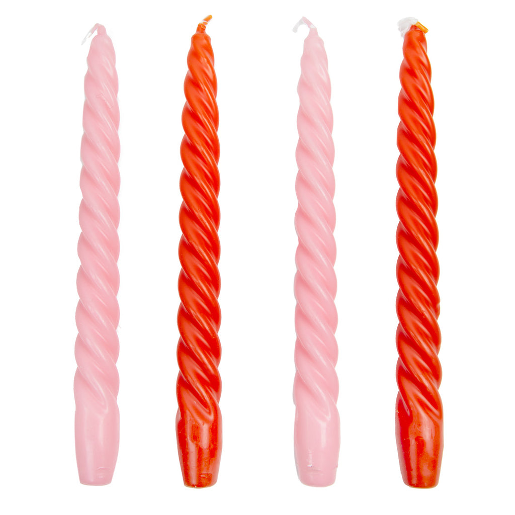 Boho Warm Colored Spiral Candles - 4 Pack