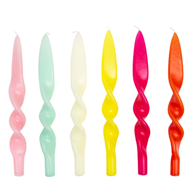 Image - Boho Multicoloured Twist Wax Candles - POS Unit