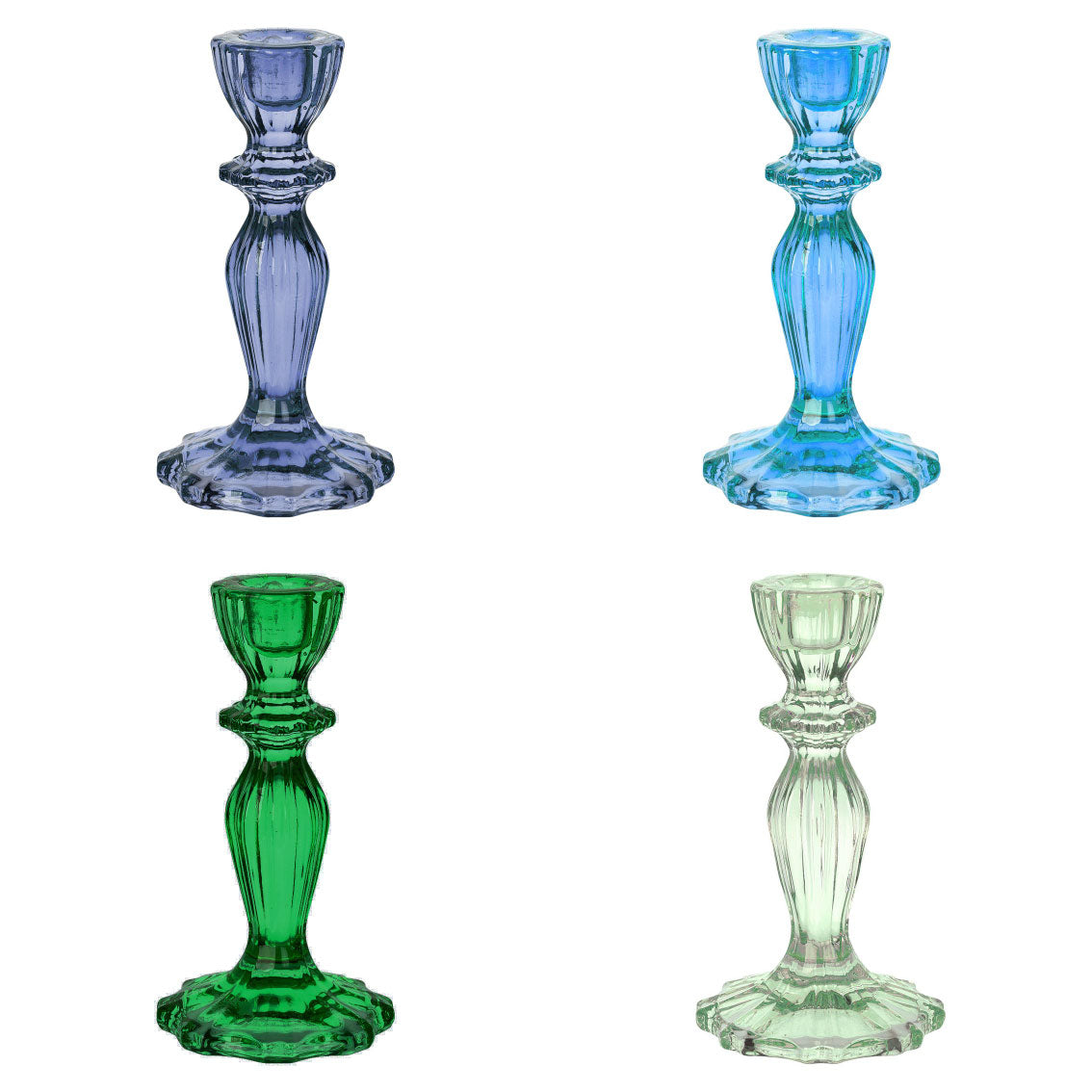 Boho Glass Candle Holder Starter Set, Cool Colors