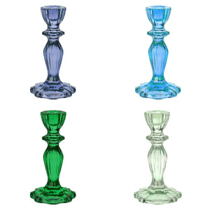 Boho Glass Candle Holder Starter Set, Cool Colors