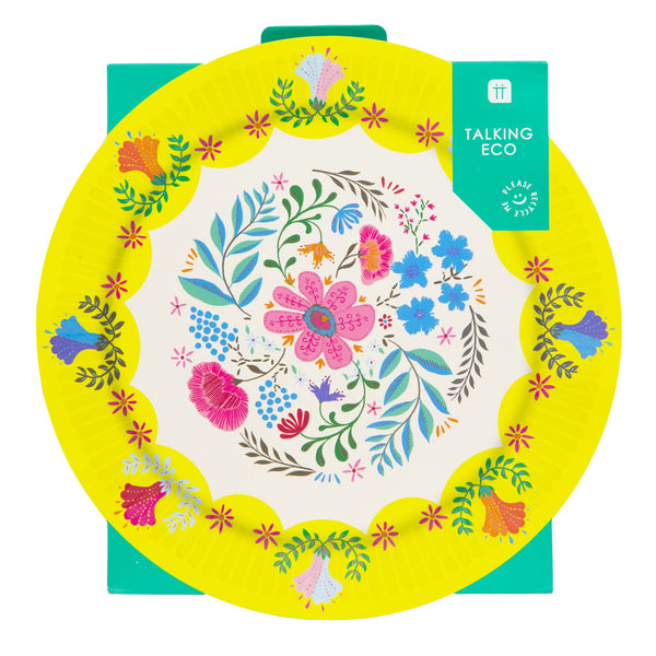 Boho Medium Floral Paper Plates - 12 Pack