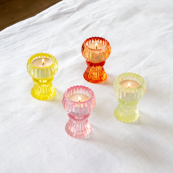Boho Small Glass Candle Holder Starter Set, Mixed Colors