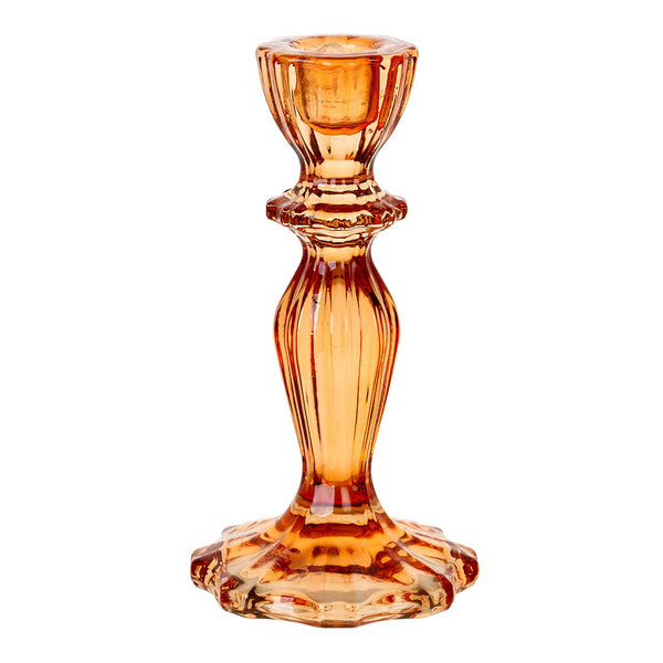 Amber Glass Candle Holders