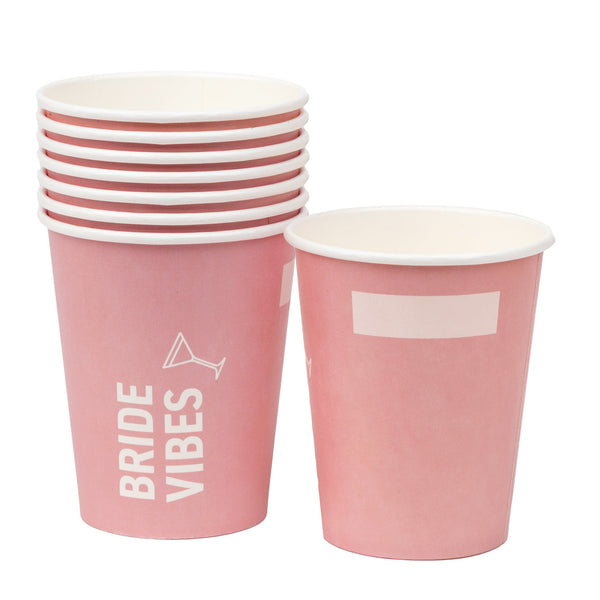 Bride Vibes Pink Paper Cups - 8 Pack