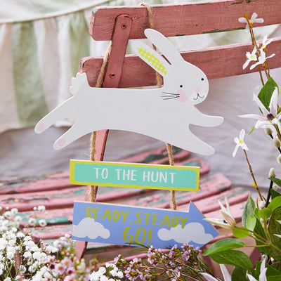 Spring Bunny Easter Egg Hunt Wooden Signs