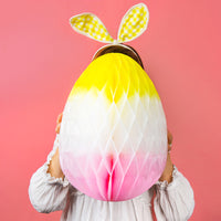 Spring Bunny Hanging Honeycomb Ombre Easter Egg - 16&#34;