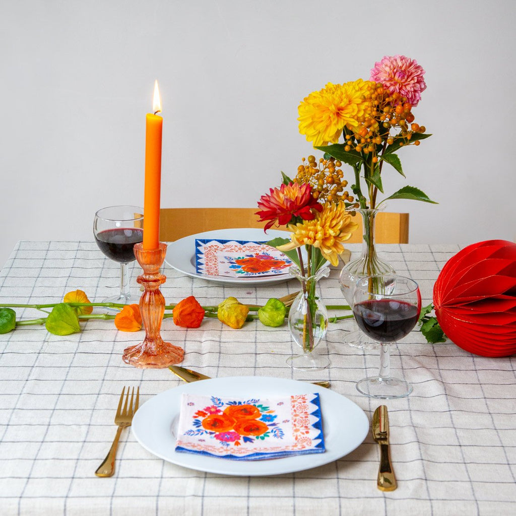 Boho Orange Glass Candle Holder