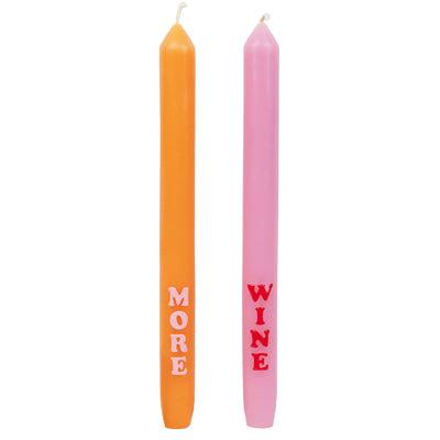 Statement 'More' 'Wine' Dinner Candles - 2 Pack