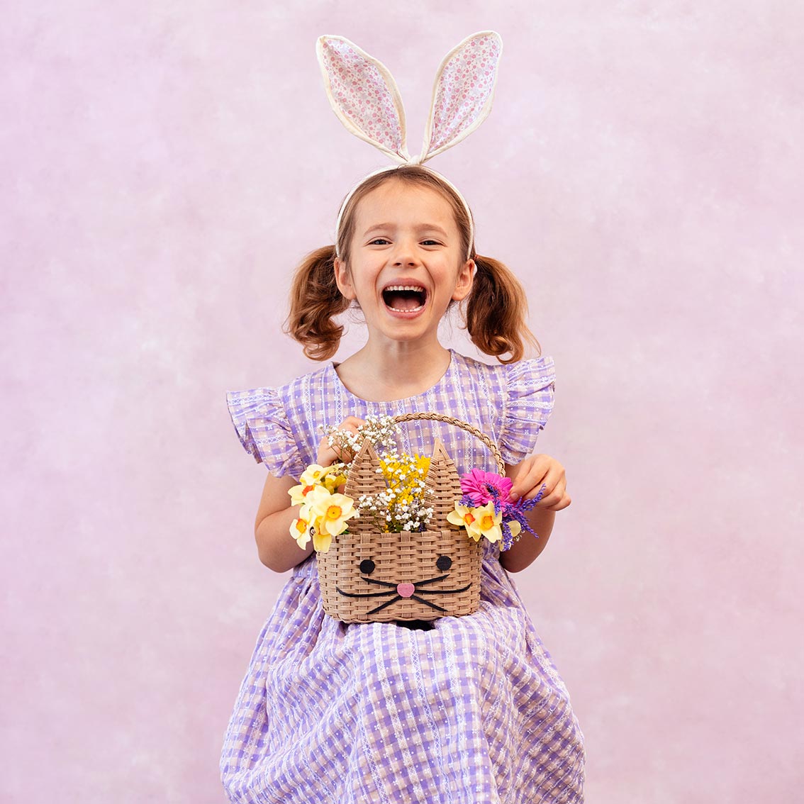 Spring Bunny Floral Bunny Ears Headband