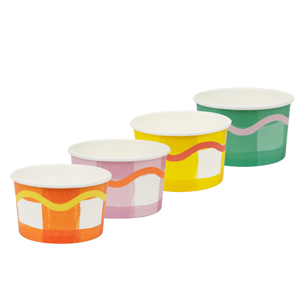 Everyone's Welcome Multi-colored Gingham Ice Cream Cups - 8 Pack