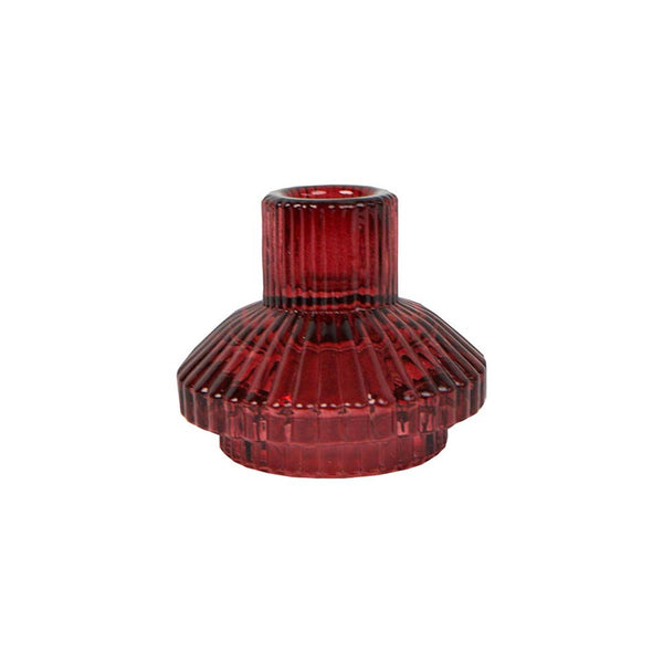 Midnight Forest Burgundy Red Glass Candle Holder