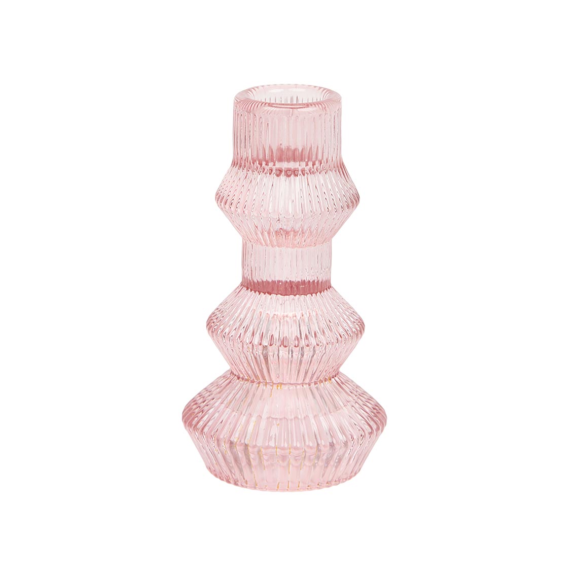 Midnight Forest Pink Glass Candlestick Holder