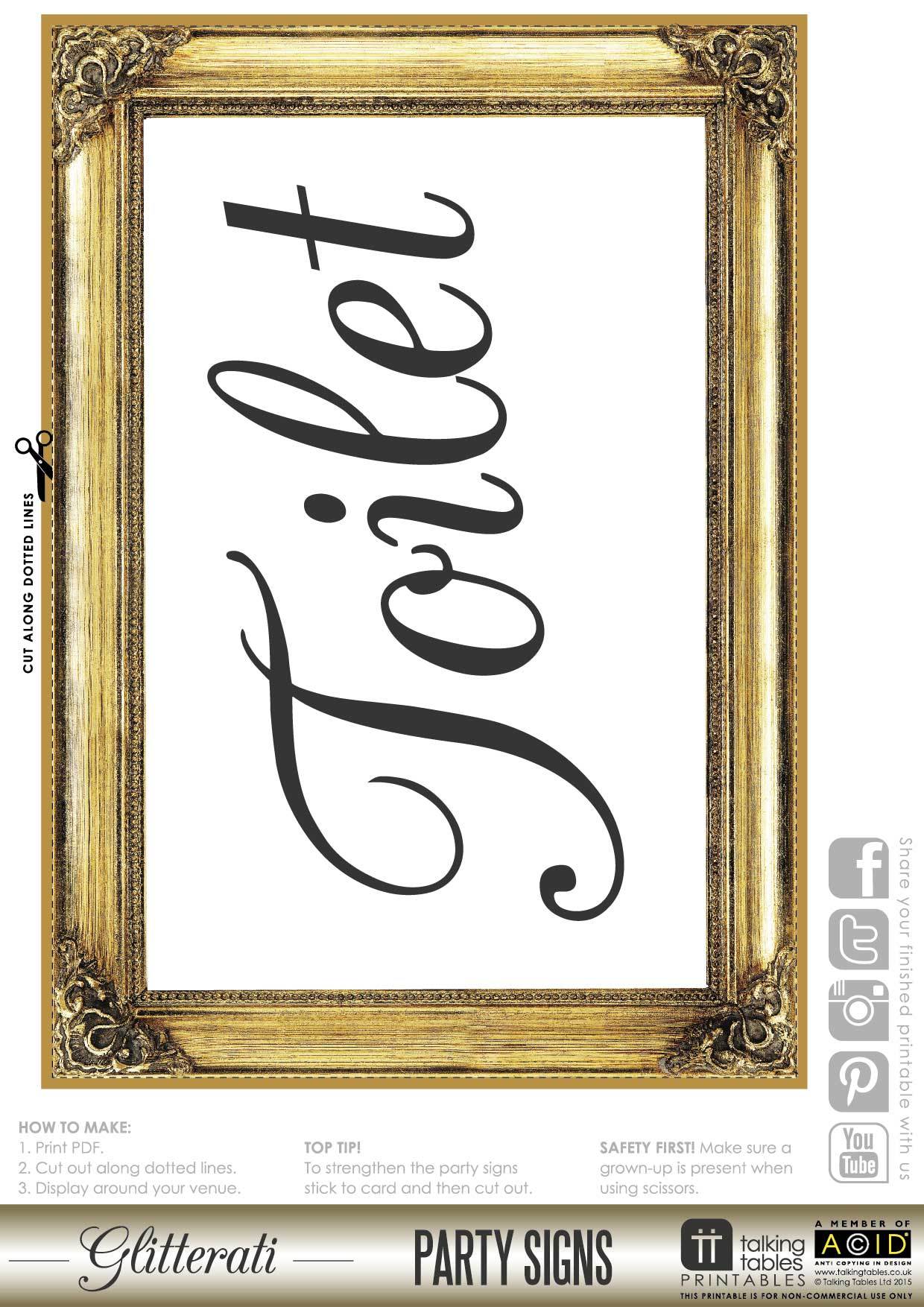 Talking Tables Printable - Glitterati Sign