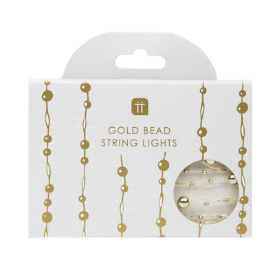 Image - Botanical Mistletoe Gold Bead LED String Lights - 10ft