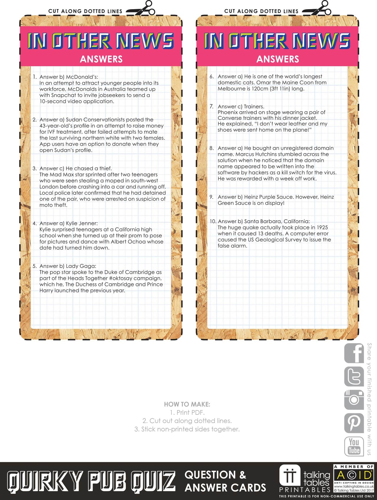 Talking Tables Printable - Host Your Own Quirk Pub Quiz In other News HOST-QUIRK-QUIZ