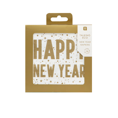 Gold 'Happy New Year' Cocktail Napkins, 10in - 20 Pack