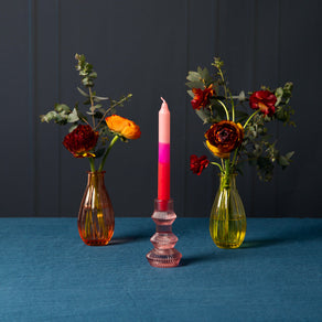 Midnight Forest Pink Glass Candlestick Holder