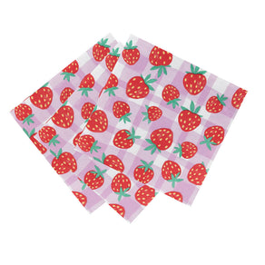 Mellow Strawberry Lilac Gingham Paper Napkins - 20 Pack