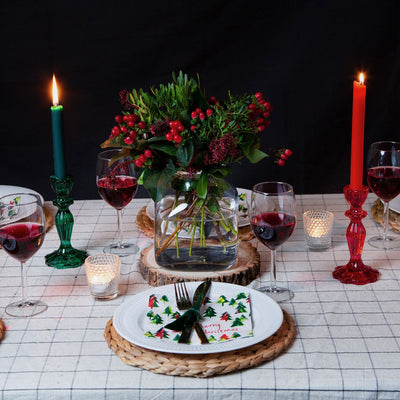 Talking Tables Dinner Candlesticks & Glass Candle Holder, 150g