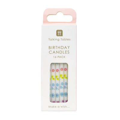 Pastel Floral Birthday Candles - 16 Pack